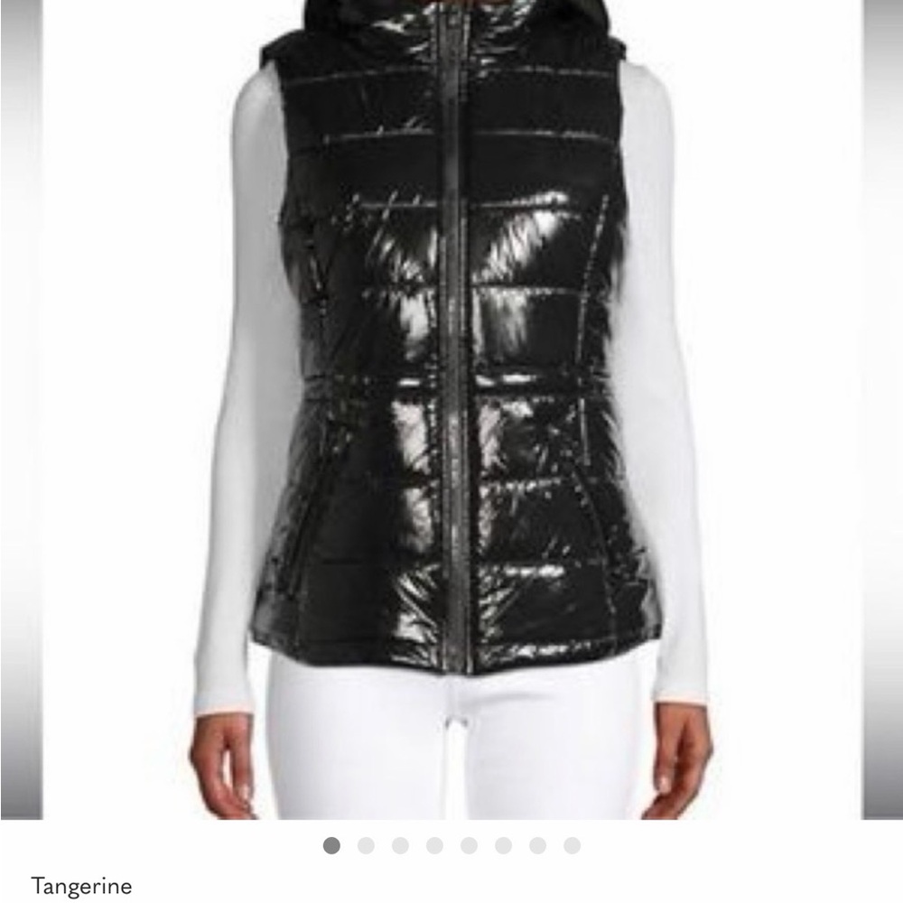 Tangerine Black Shiny Puffer Vest
